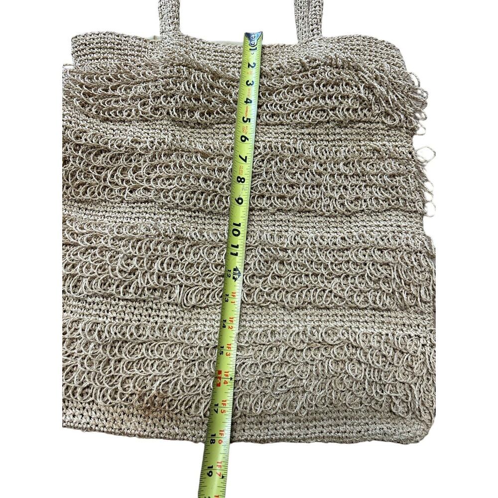 Tan Fringe Purse Tote Woven Handbag, Shoulder Bag Boho Retro “Groovy Man” - Picture 4 of 6